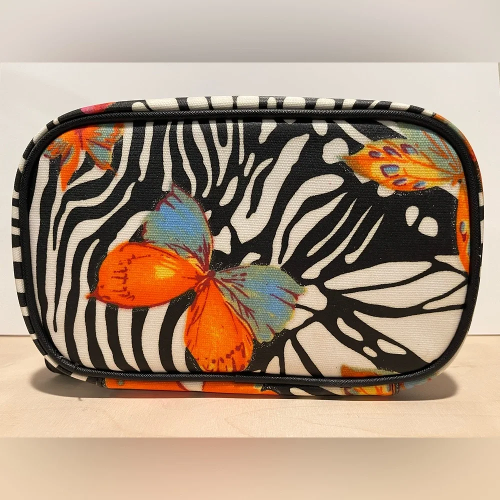 Jessica McClintock Zebra Print Train Case Cosmetic Bag
